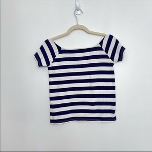 Mango Navy Striped Top